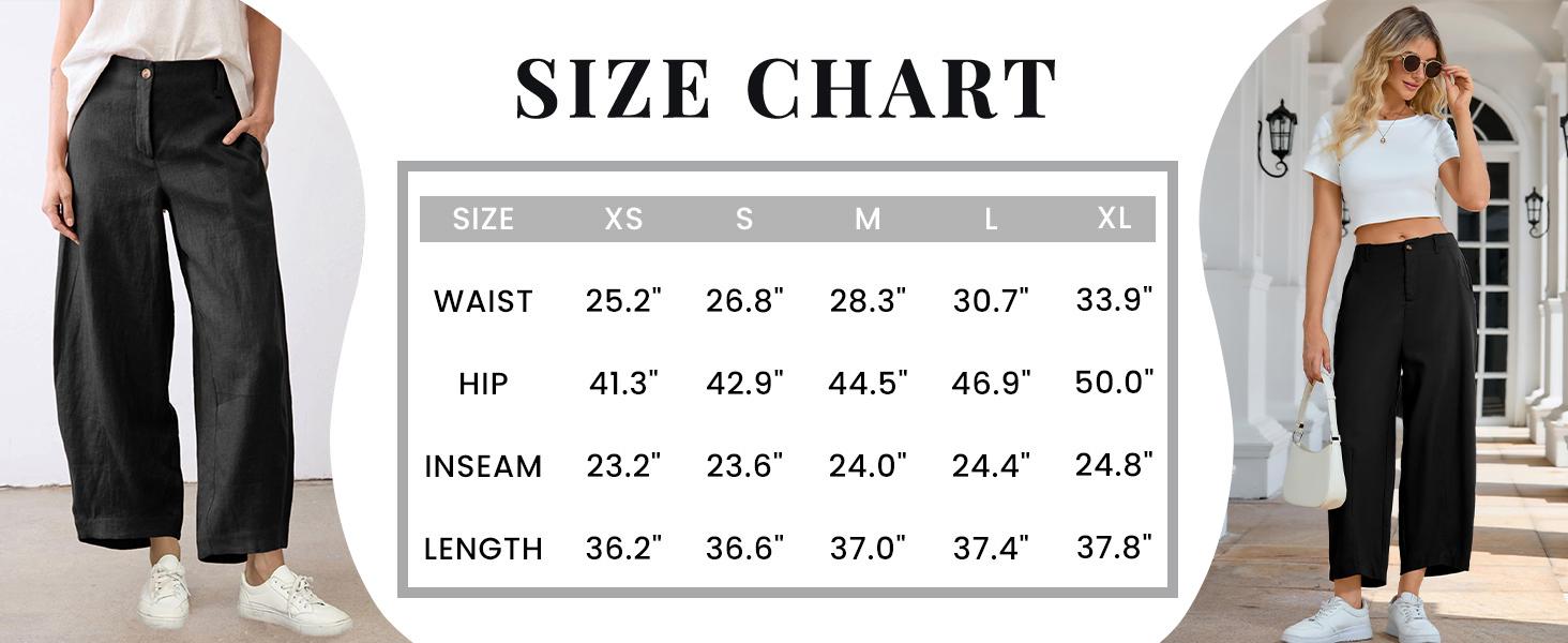 UANEO Womens Linen Pants Casual Capri Baggy Wide Leg Trousers Palazzo Pants Beach Vacation Outfits