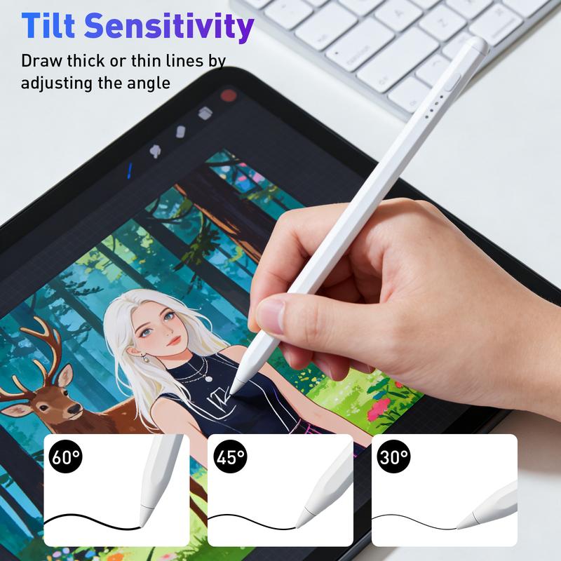 Stylus Pen for iPad Fast Charge with Palm Rejection Tilt Sensitivity Active Touch Screen Pencil Compatible with iPad 6/7/8/9/10 Pro12.9&11 Air3/4/5 Mini5/6