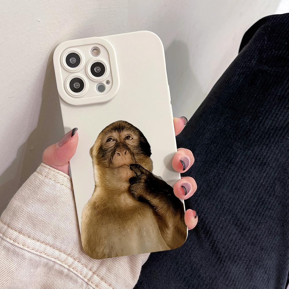 Cute Monkey Meme TPU Soft Silicone Smartphone Cover - Shockproof, Full Protection Cellphone Accessory, Compatible with iPhone 17,16,15 Pro Max,14,13,12,11,X,Plus,Mini