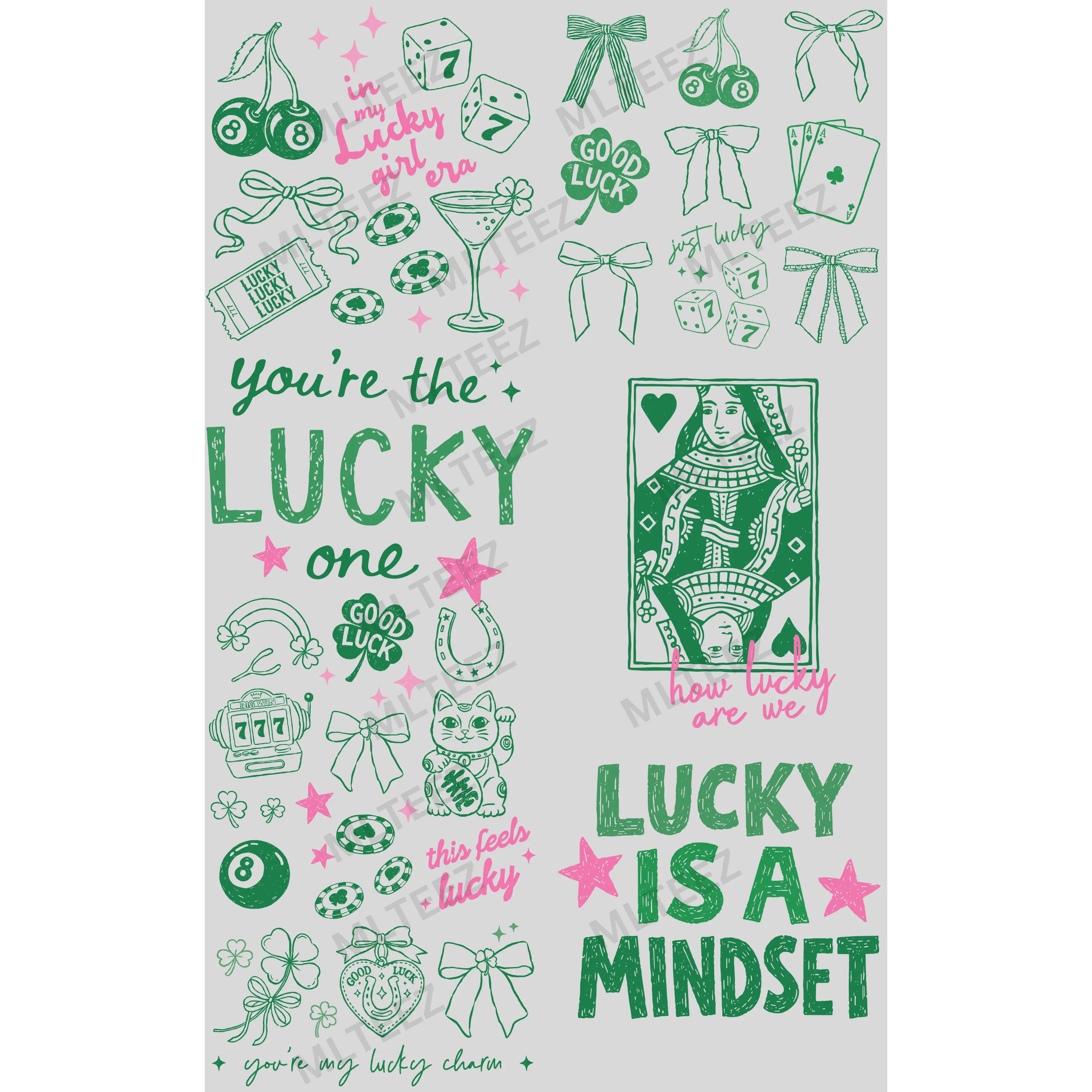 IN MY LUCKY GIRL ERA (ST. PATTY'S DAY) (1) PREMADE GANGSHEET - 22X36 DTF TRANSFERS - DIRECT TO FILM