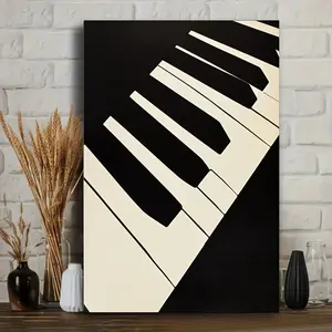 Music festival, black and white piano keys.Simple style, elegant art.Retro style.Framed, Ready to Hang, Home Art Decor, Artwork, Decorative Painting, Canvas Wall Art	