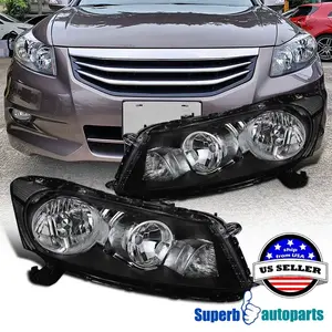 Fits 2008-2012 Honda Accord Sedan 4Dr Driving Headlights Headlamps Black Clear