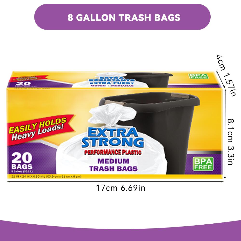 Box Of 160 Bags 8 Gallon Expandable White Plastic Disposable Garbage Bags-Super Strong,Leak-Resistant, Odor-Proof For Bedroom, Kitchen, Living Room, Outdoor, And Toilet Use -Convenient And Sanitary Waste Solution Box Of 160 Bags 8 Gallon Expandable White Plastic Disposable Garbage Bags-Super Strong,Leak-Resistant, Odor-Proof For Bedroom, Kitchen, Living Room, Outdoor, And Toilet Use -Convenient And Sanitary Waste Solution