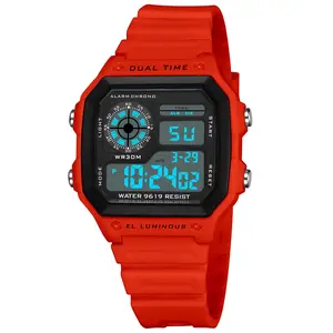 Cute Retro Digital Watch for Women with LED Color Backlight, Waterproof WR30M Sport Watch for Girls, Lightweight Casual Wristwatch for Daily Wear, Gym, School and Outdoor Activities, Trendy Fashion Electronic Watch Gift for Teens and Women