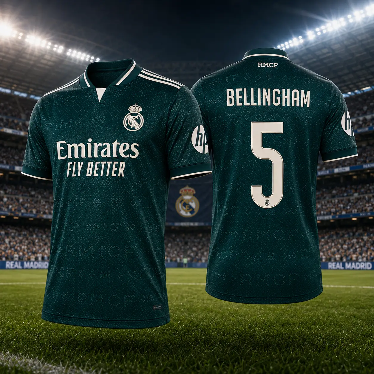 2026/27 Real Madrid Bellingham #5 Green White Unisex Soccer Jersey - Breathable, Quick-Dry Sports Fan Collectible Match Day Training Apparel