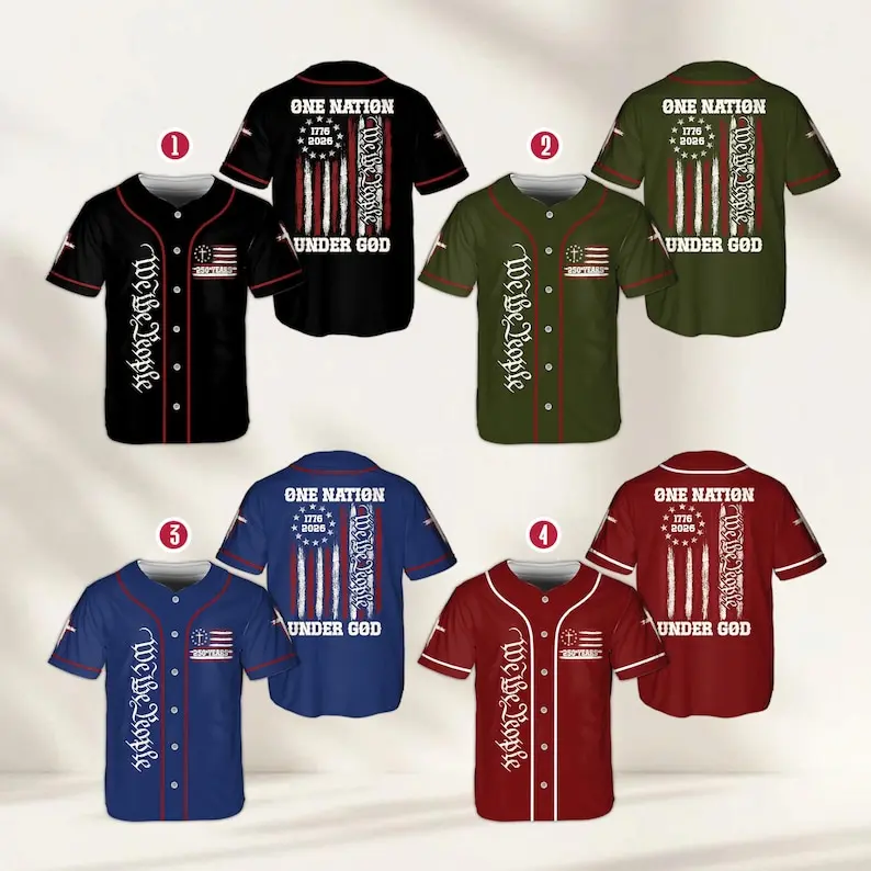 We The People Baseball Jersey, Matching USA Flag 250th Anniversary Crew, One Nation Under God Christian 250 Years, Patriotic July 4th Jersey