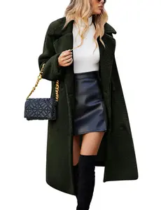 UMIPUBO Womens Cozy Fleece Long Jackets Oversized Double-Breasted Fluffy Coats Winter Lapel Faux Fur Warm Overcoats with Pockets