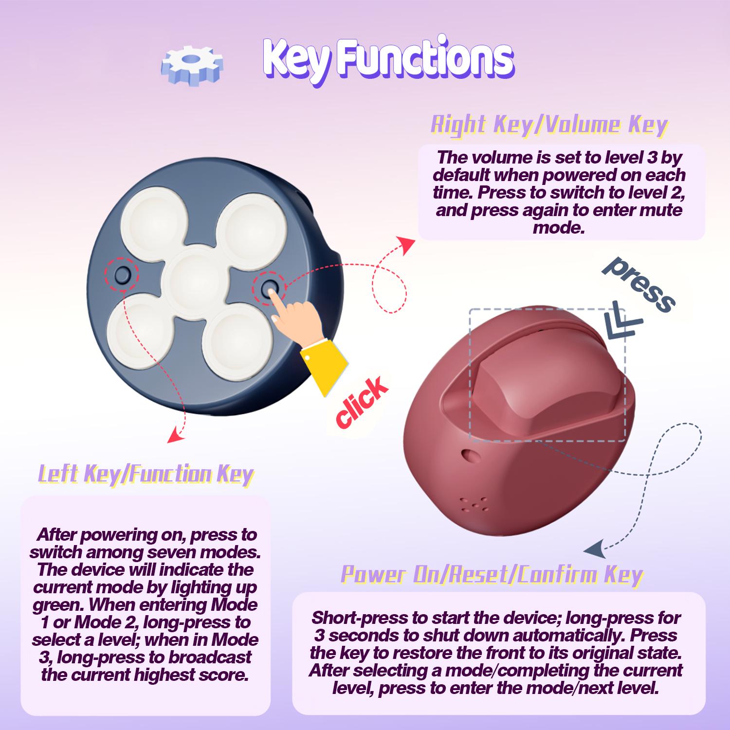 Stress Relief Toys Quick Push Game - One-handed handheld bubble game, fun and portable. Suitable for kids and adults. Holiday and party favors.