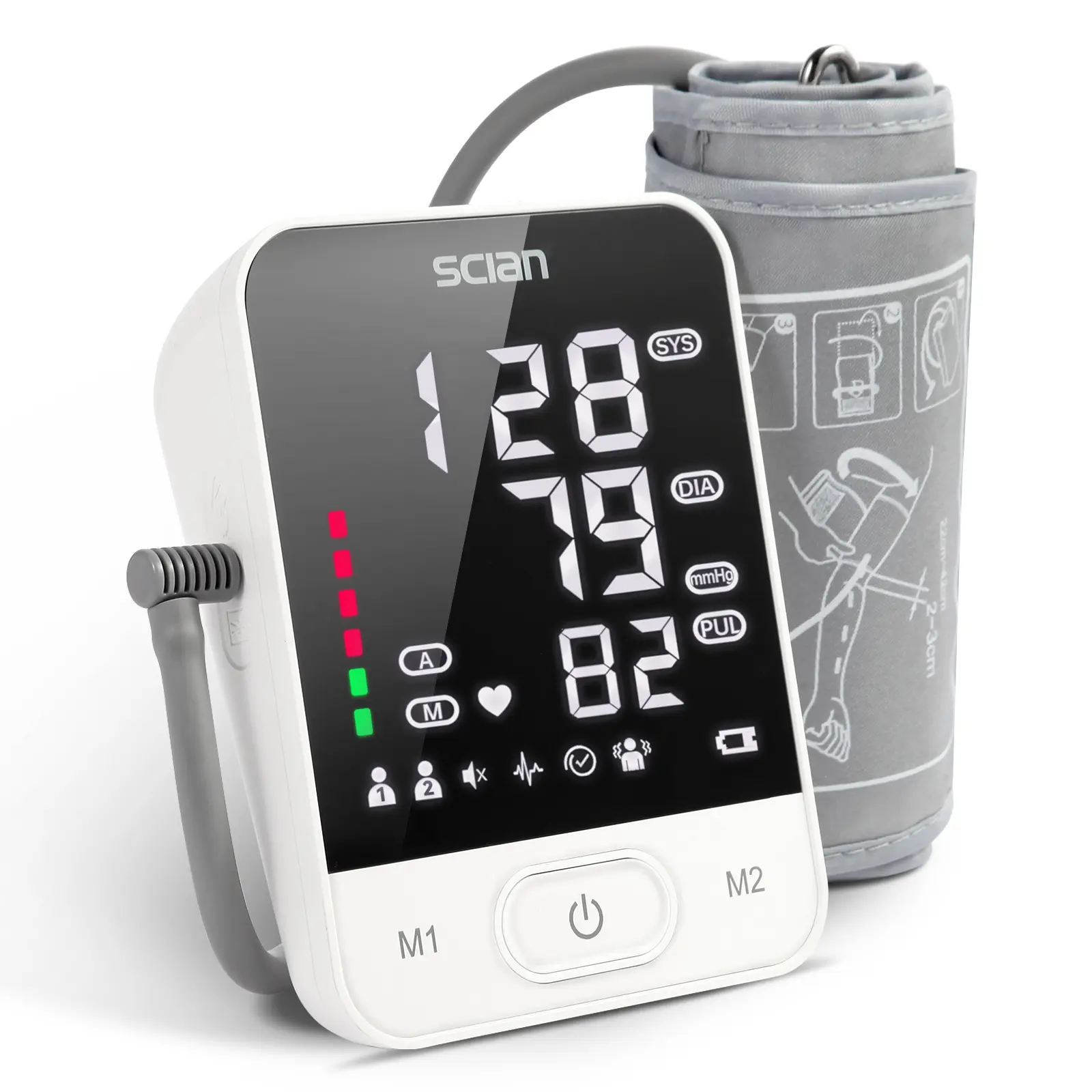 Scian Upper Arm Blood Pressure Monitor for Home Use - Clinically Accurate Readings, Comfortable Adjustable Cuff, Large LED Display, Voice Broadcasting, Dual User Mode, Easy Reading