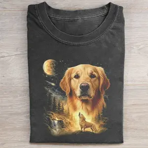Comfort Colors Golden Retriever Howling to The Moon T-shirt, Vintage 90s Dog Graphic Tee, Animal Lover Gift, Unisex Fit Design, Gift for Men and Women