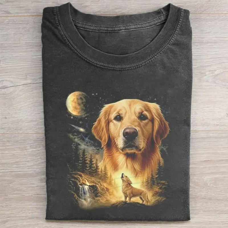 Comfort Colors Golden Retriever Howling to The Moon T-shirt, Vintage 90s Dog Graphic Tee, Animal Lover Gift, Unisex Fit Design, Gift for Men and Women