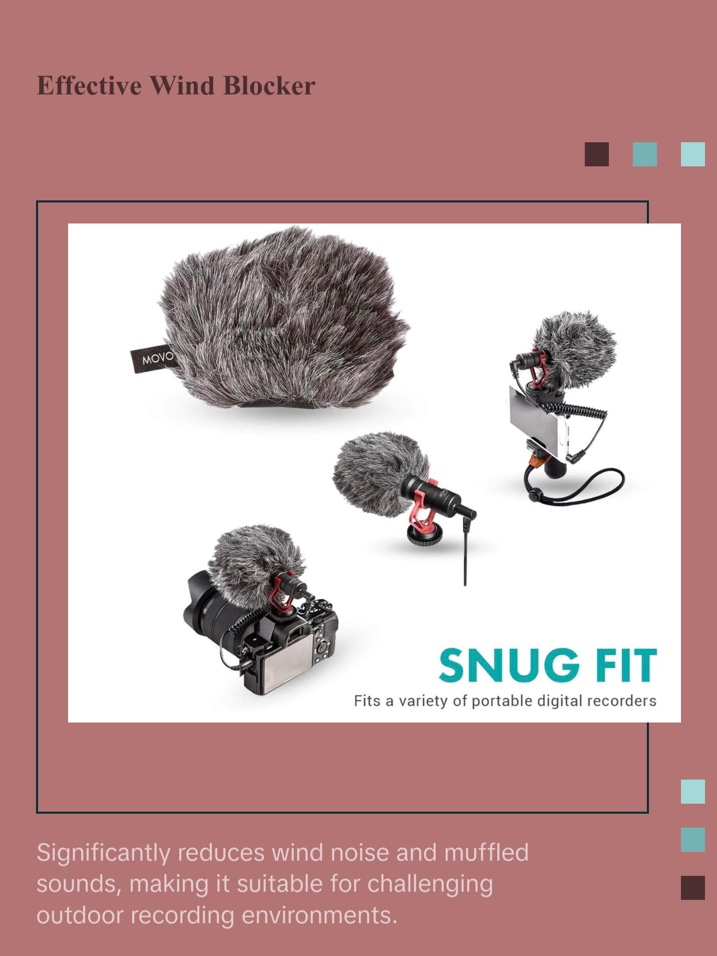 Movo - WS-G9 Furry Outdoor Microphone Windscreen Muff for Portable Digital Recorders, Zoom H4n Compatible Windscreen