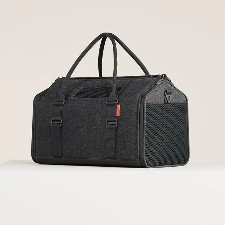 Porto Cat Carrier - Soft-Sided, Water-Resistant Canvas, Breathable Mesh Windows, Removable Faux Shearling Bedding, Cat Travel Bag