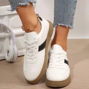 Women's Lace-up Sneakers Comfortable Walking Shoes Retro Design for Daily Use Springfresh