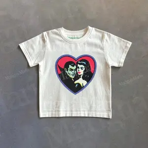 Retro Vampires Graphic baby Tee, Vintage Dracula Tshirt, 90s Style Baby Tee, YK2 Shirt Cotton