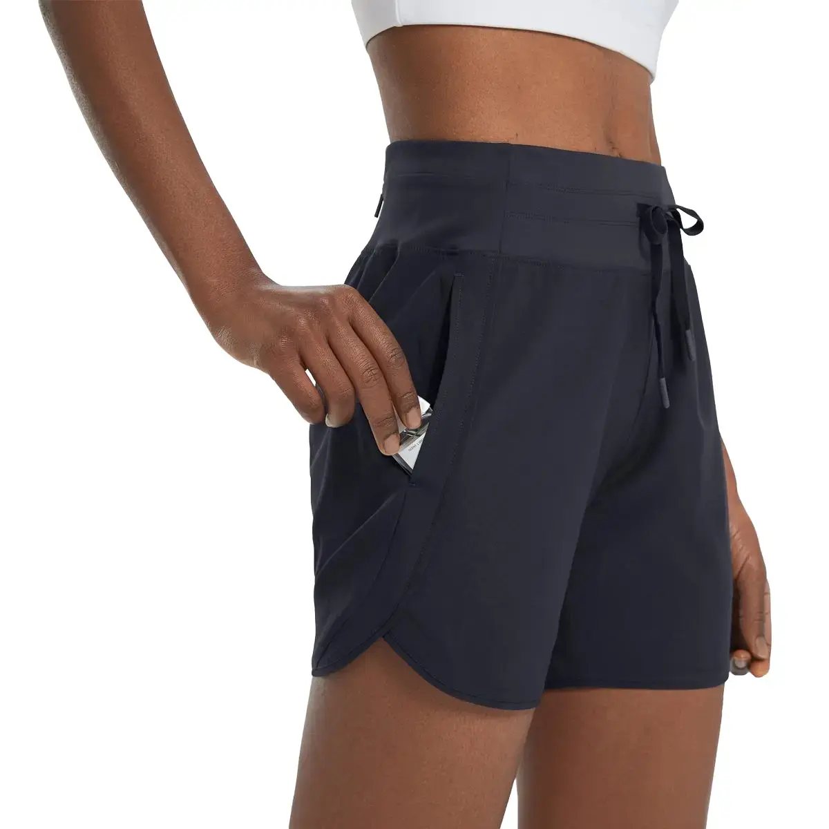 baleaf Women's 5" High Waisted Athletic Shorts, Quick Dry Power Workout Shorts with 3 Pockets & Zipper for Running & Training, Running Training Shorts
