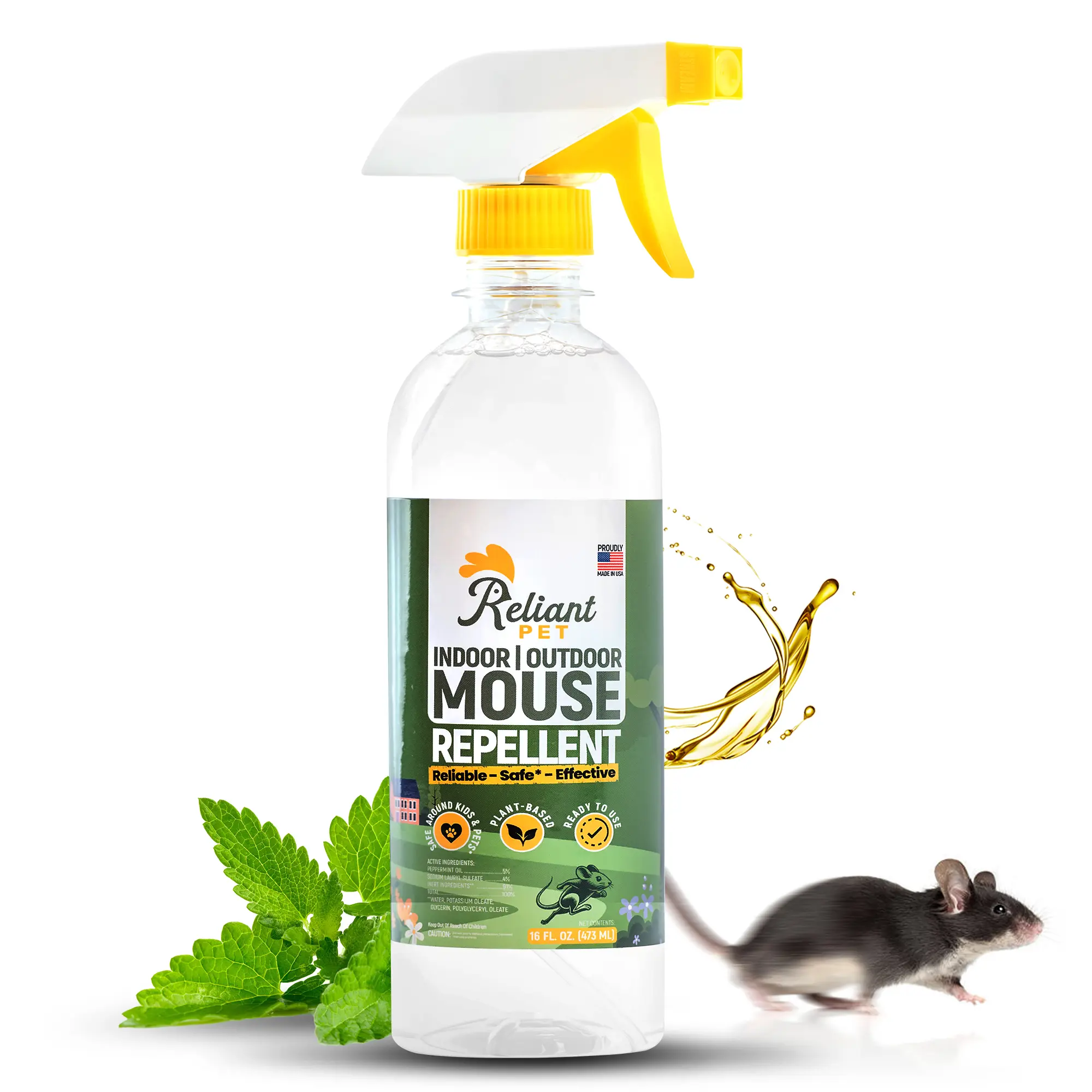Reliant Pet Peppermint Oil Mouse Repellent Spray 16oz - Natural Mice Deterrent for Indoor & Outdoor Use - Mouse & Rat Repellent Spray for Home, Car Engines, RV - Pet Safe Pest Control - Deal for you sale - effective & 100% working, Deals For you days sale