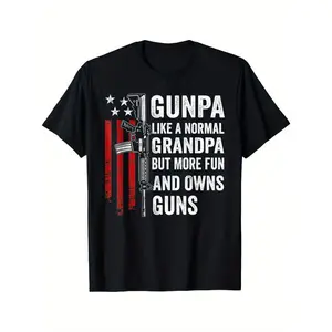 [100% Cotton] graphic tees Gunpa Like A Normal Grandpa But More Fun And Owns Guns T-Shirt