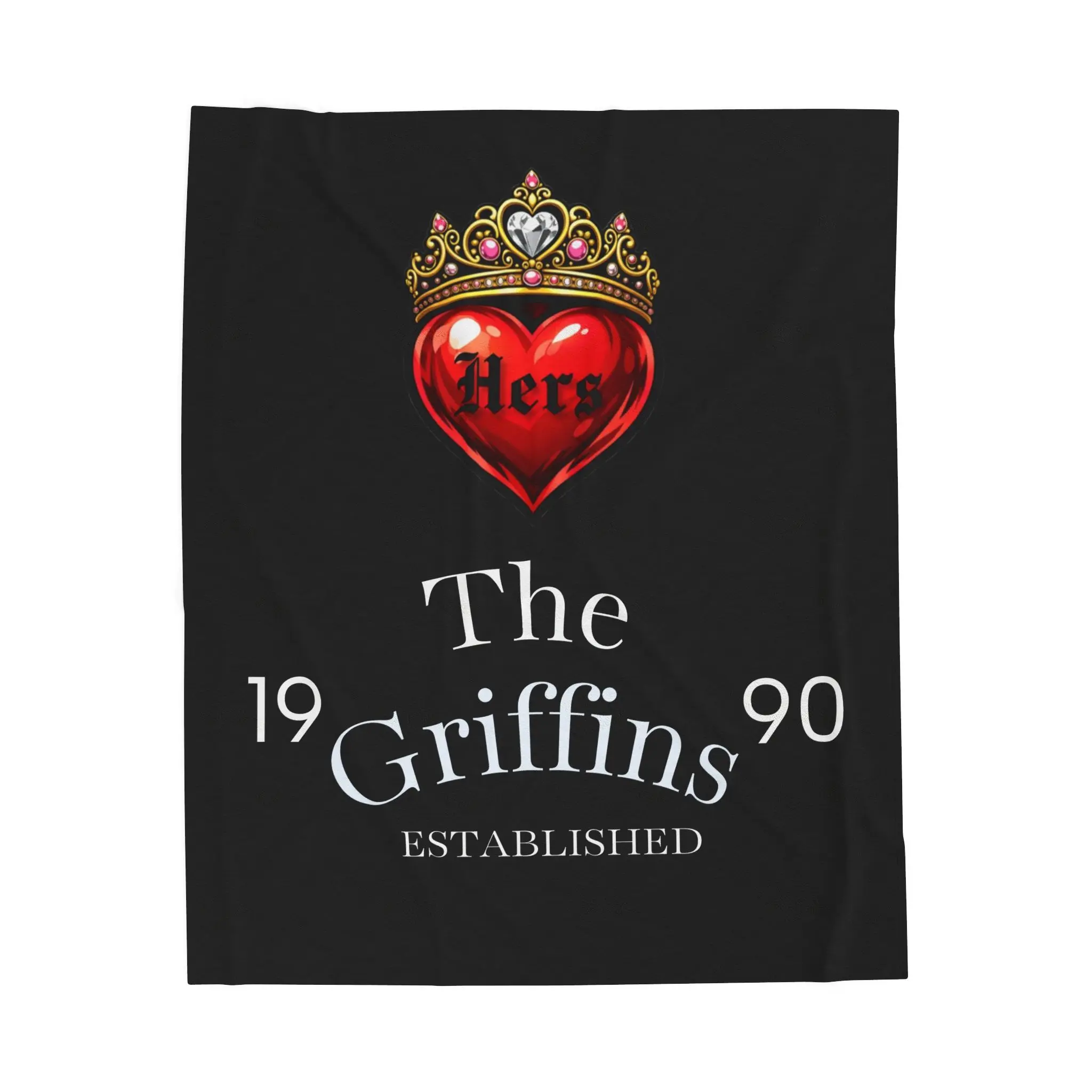 His/Hers Matching Couples Customizable Heart Valentines Day Plush Blanket