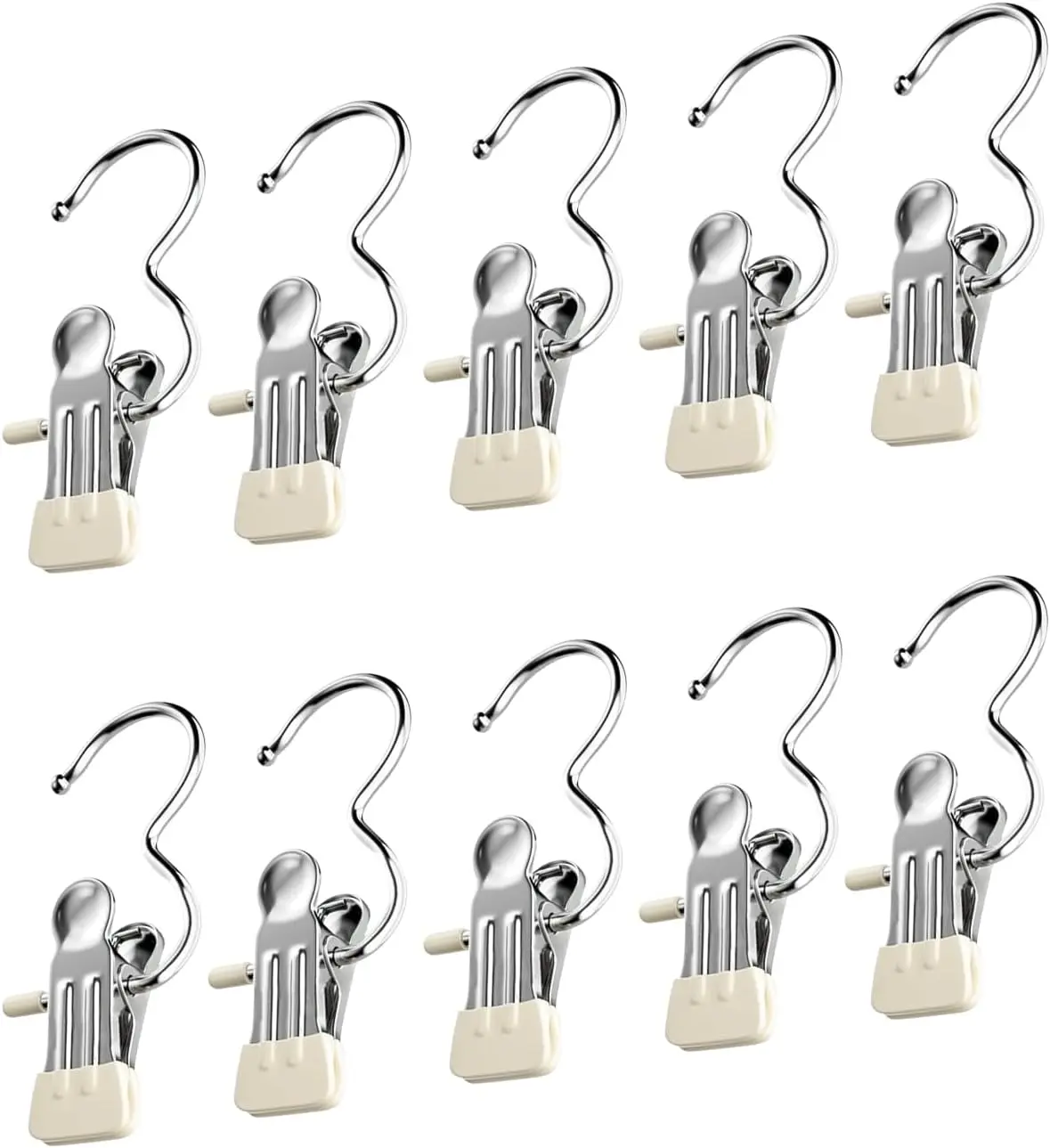 20pcs  New Space-Saving Clothespin Hat Pants Storage Hanging Travel Hook, 360° Swivel Stainless Steel Hangers with Clips, Laundry Hooks Hanging Clips Clothes Pins Socks Towel Clips