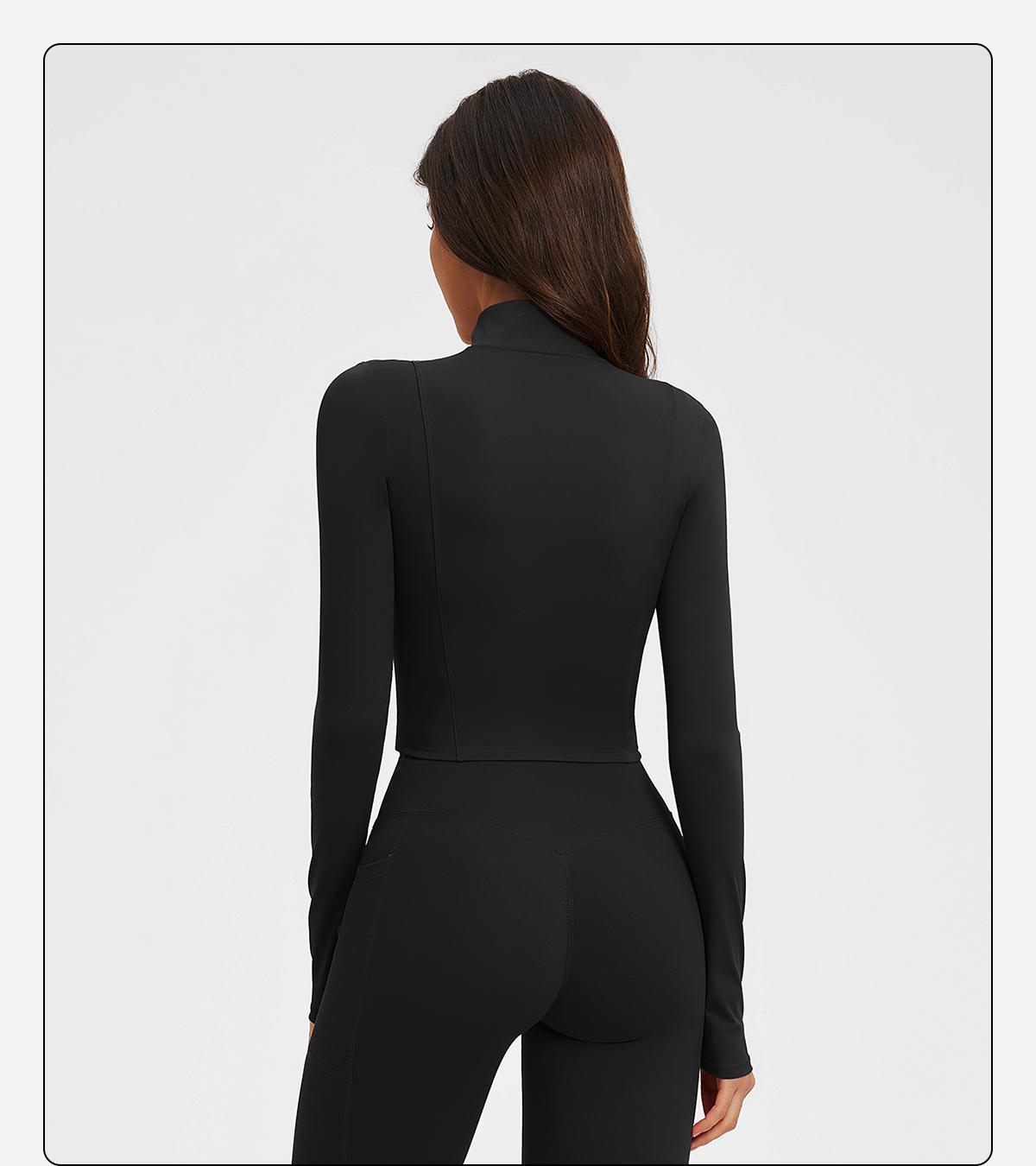 MFVIM Autumn Winter Stand Collar Jacket Zipper Windproof Versatile Warm Top Fitness Running Fleece Lined Sports Coat Women Workout Clothes