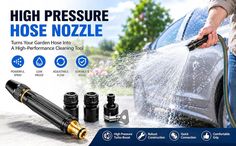 1PC Heavy-Duty Resistant Rugged Metal Adjustable Twist Hose Nozzle - High Pressure Water Sprayer Nozzle Watering Equipment, 3 Spray Modes, Connector Set, Jet Sweep Power, Grime & Mud Removal, Outdoor for Car/Yard Cleaning