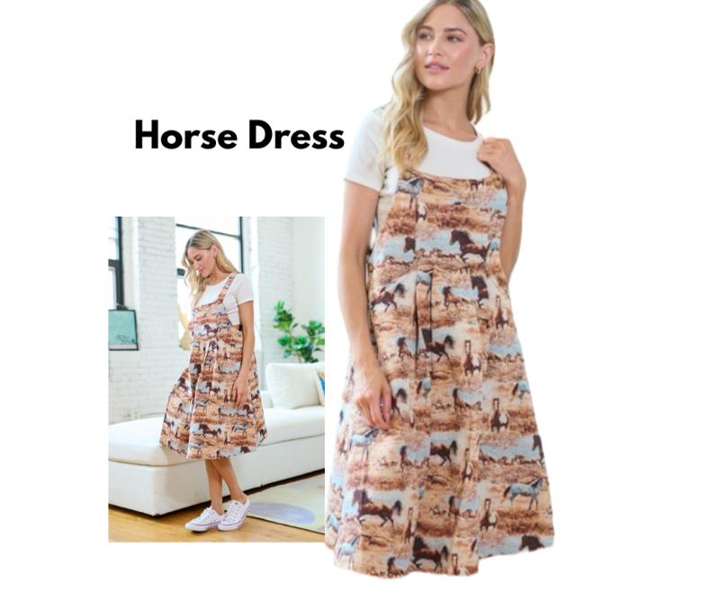 Wild West Women's Horse Dress - Stylish Overalls with Horse Print Design for Women