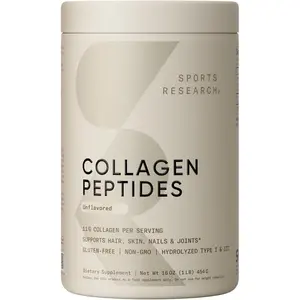 Sports Research Collagen Peptides - Hydrolyzed Type 1 & 3 Collagen Powder Protein Supplement for Healthy Skin, Nails, & Joints - Easy Mixing Vital Nutrients & Proteins, Collagen for Women & Men