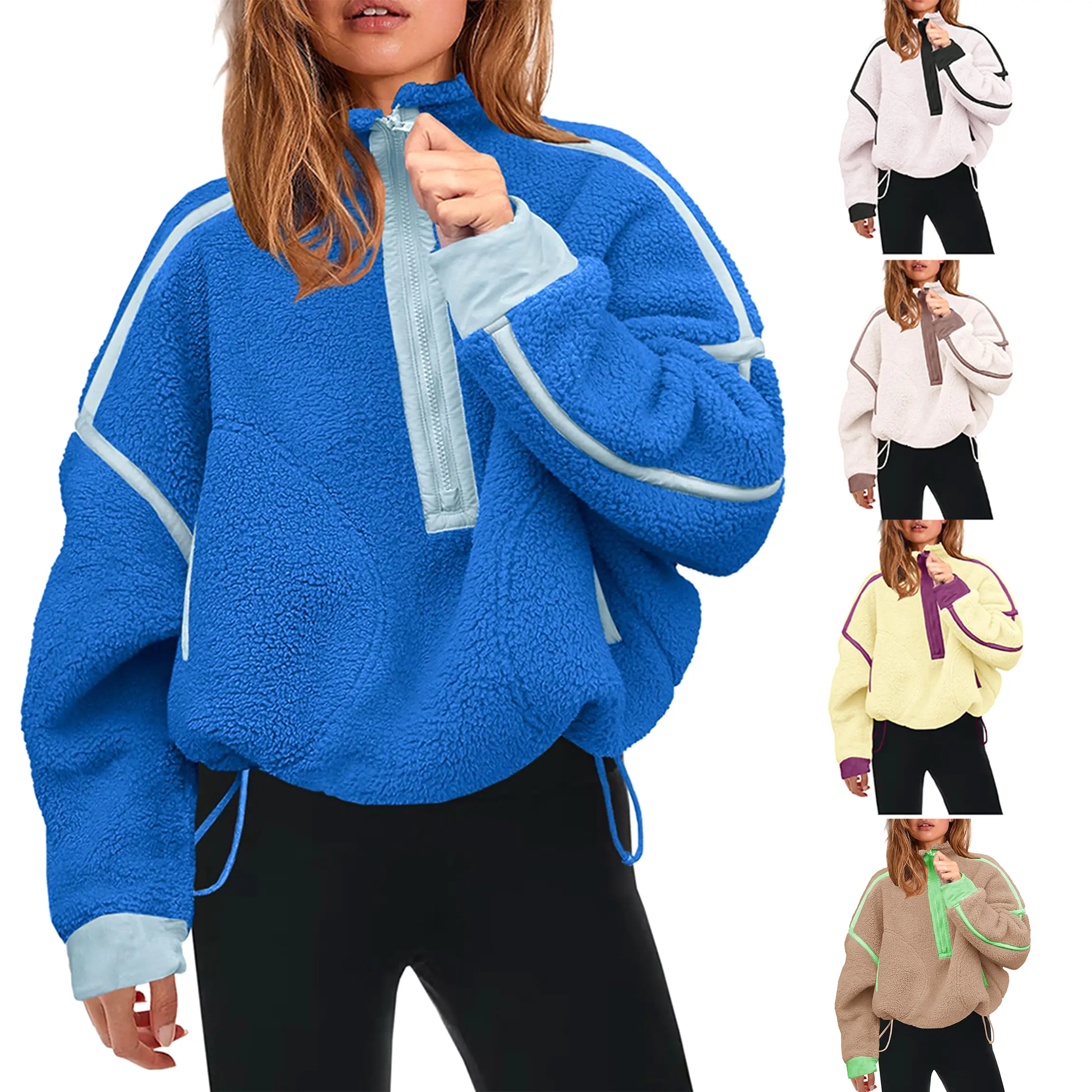 Buenoble Women's Half Zip Sherpa Fleece Pullover Soft Oversized Sweatshirt Jacket with Pockets Buenoble Women's Half Zip Sherpa Fleece Pullover Soft Oversized Sweatshirt Jacket with Pockets