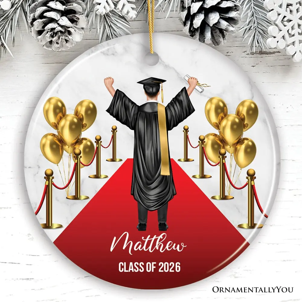 Personalized Male Graduation Ceremony Ornament, School Grad Teenage or Adult Boys Gift