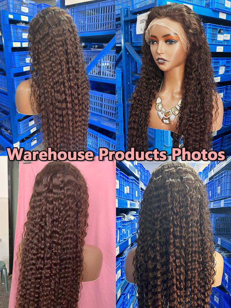 Chocolate Brown 13X4 13X6 Lace Front Wigs Brazilian Human Hair Wig Pre Plucked Deep Wave Lace Front Colored Human Hair Wig Hd Lace Frontal Wigs For Women 180 Density 30 32 Inch