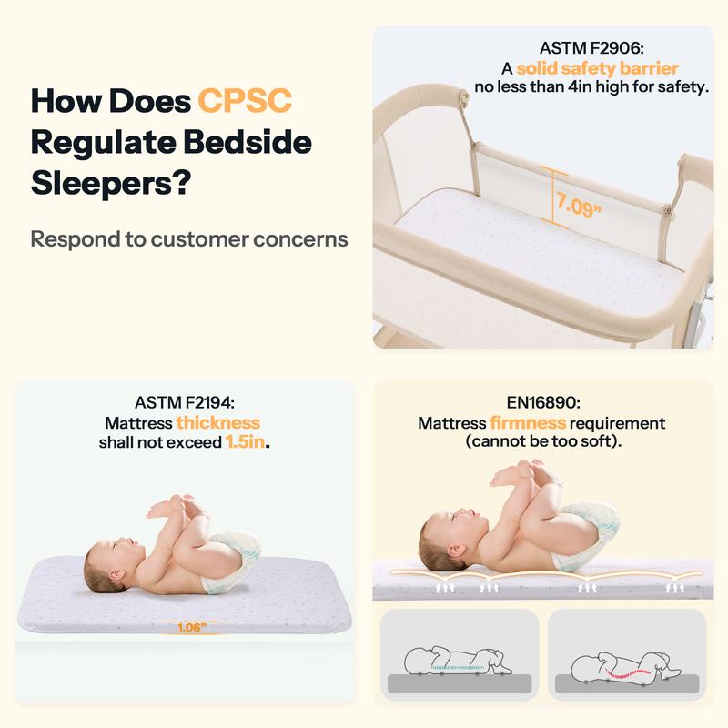 HARPPA Baby Bassinet 3-in-1 Rocking Cuddly Sway & Bedside storage Sleeper with Mattress Cover No Sheet for Cozy Nights Unisex Design Portable Sleeping Cot toddler bed