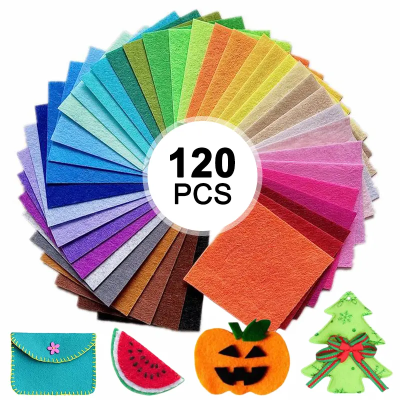 120Pcs/Set 12 x 8 Inch Felt Sheets for Craft,40 Assorted Color Felt Squares Stiff Paper for Valentines St Patrick's Day DIY Craft Sewing Patchwork,Valentine's Day Gifts,Hand Tools Kits