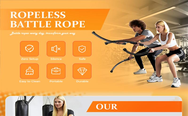 WVCS Ropeless Battle Ropes for Home Gym - Cordless Training Rope Fitness Equipment for Men & Women