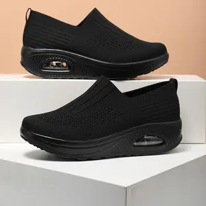 Women's air cushion flying woven fashionable sports shoes, breathable and non slip casual shoes