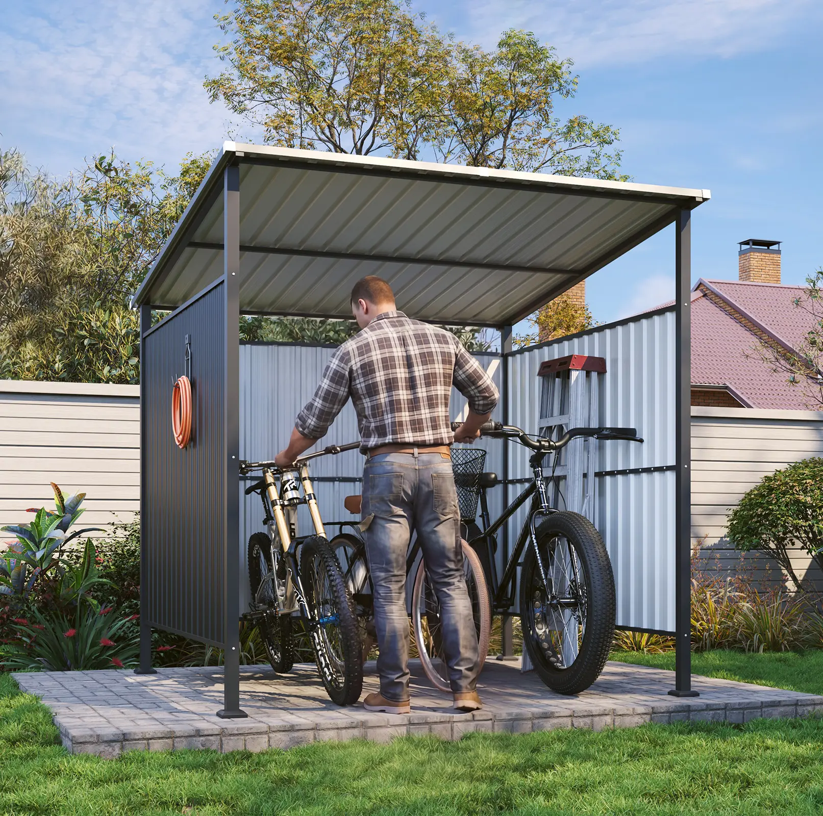 Jolydale 6x6FT Outdoor Shed Grill Shed - Grill Gazebo for BBQ, Outdoor Gazebo for Pets Pergolas and Gazebos Clearance, Metal Awnings for Patio and Decks
