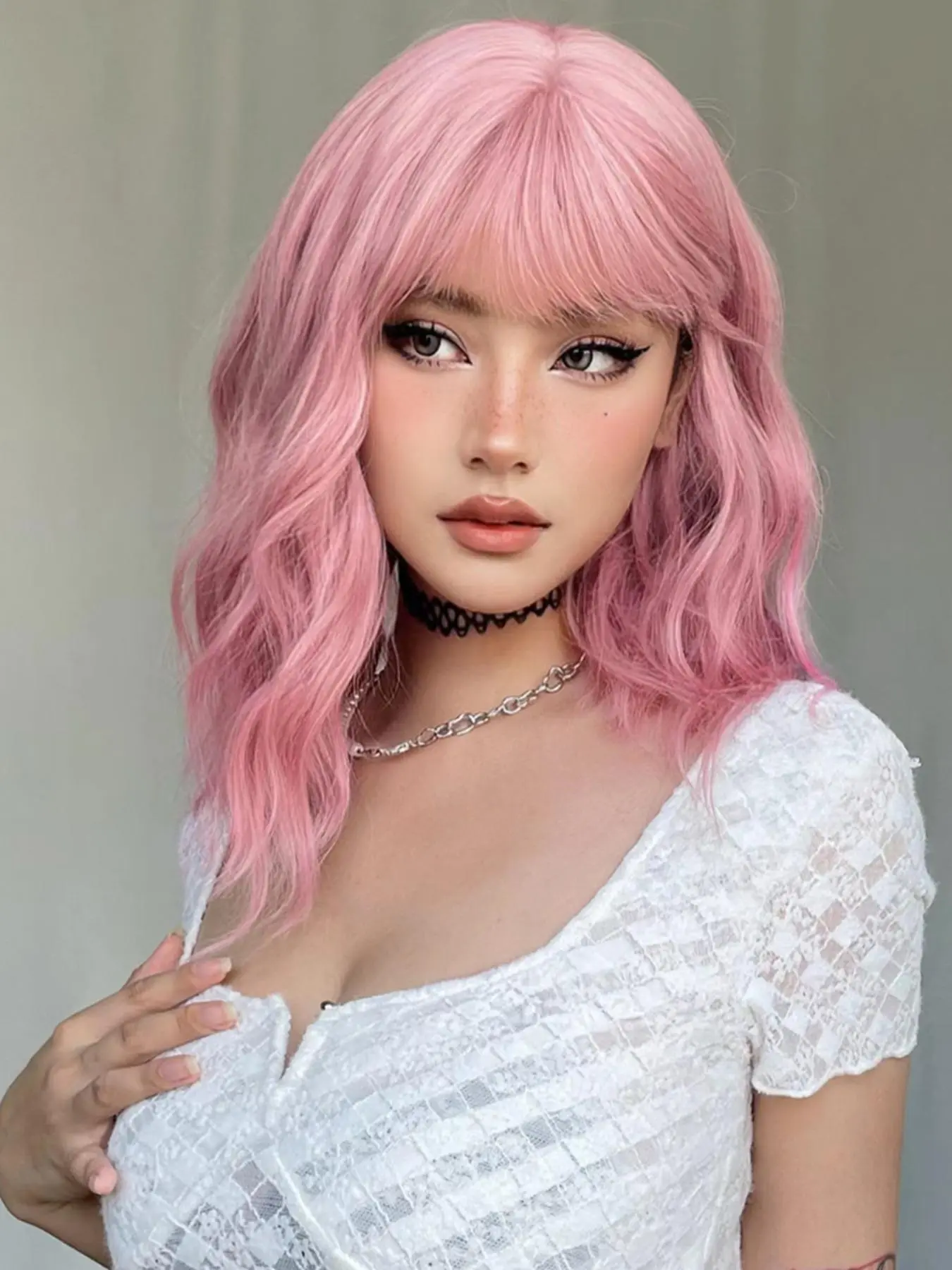 Short Wavy Wigs for Women, Gorgeous Fashion Fluffy Wigs with Bangs, Synthetic Material Full Machine Wigs for Party, Daily Use, Machine Made Wigs, Hair Wigs