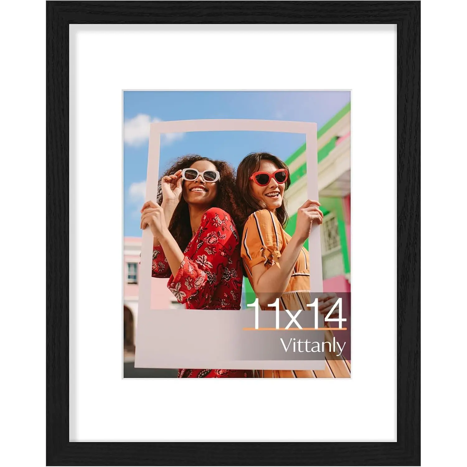 Black Rectangle 11x14 Single Photo Frame (1 Pack) - Indoor Wall-Mounting Home Decor, Displays 8x10 with Mat or 11x14 Horizontal Photo Without Mat