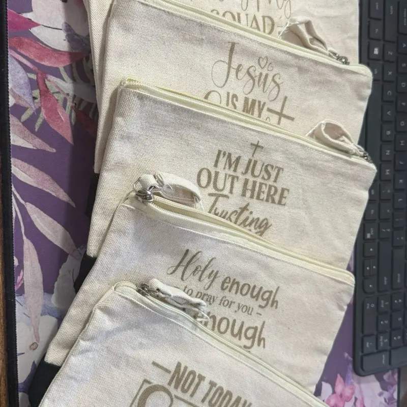 Bible Journaling Bag | Christian Zipper Pouch | Faith Over Everything | Scripture Makeup Bag | Bible Study Accessories Gift