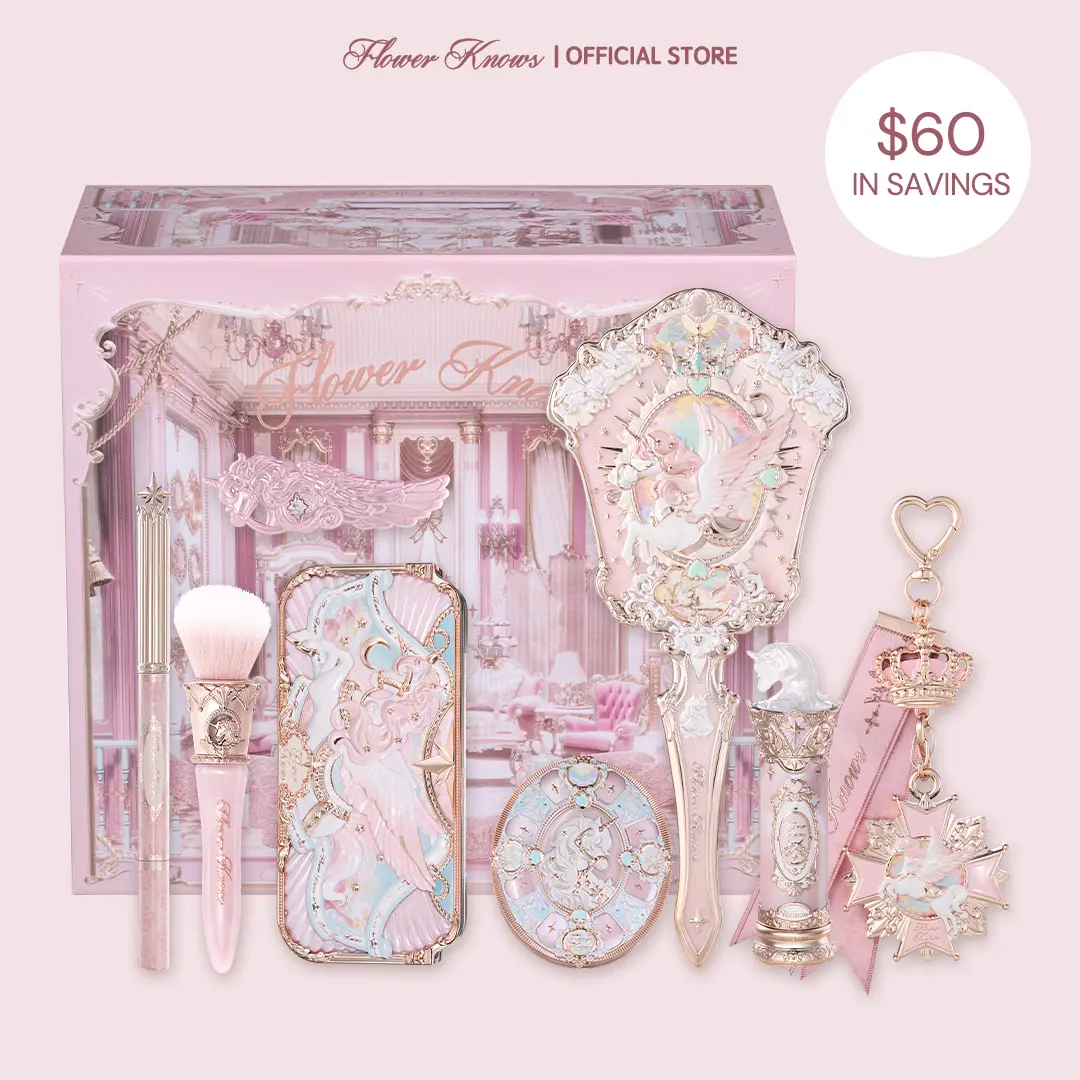 Flower Knows Celestial Bloom Set, 9-Piece Knight Unicorn Collection Full Face Cosmetic Box with Brush, Eyeshadow & Lipstick, Beauty On The Go, #tiktokshopbacktoschool, #sohochic