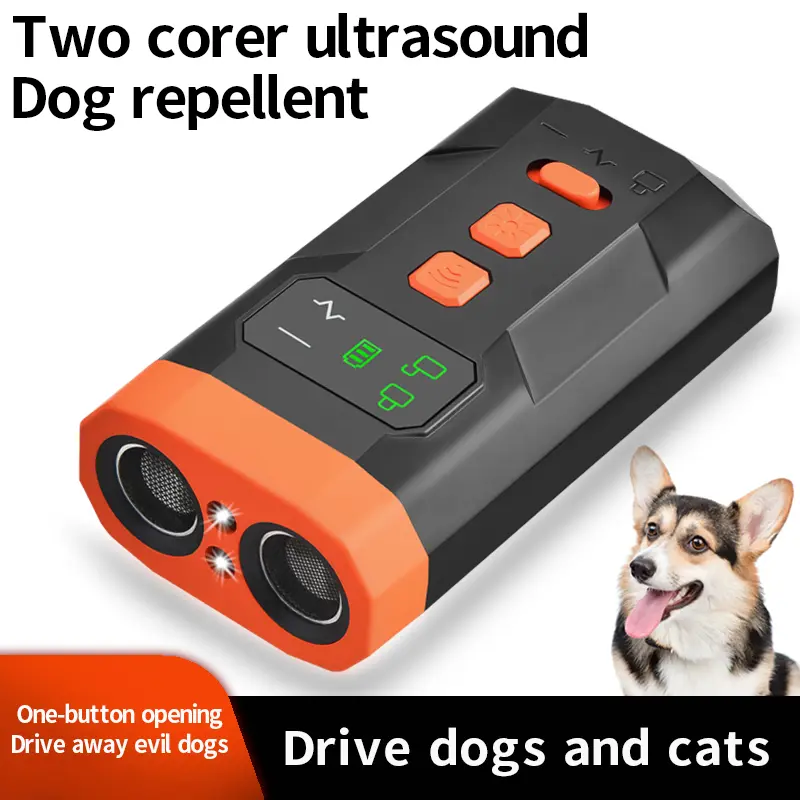 2026 Dual-Core High-Power Ultrasonic Dog Repellent - Waterproof, Non-Slip, Stain-Resistant Pet Training & Behavior Aid with ABS, Copper, PVC Materials for Dog Behavior Correction