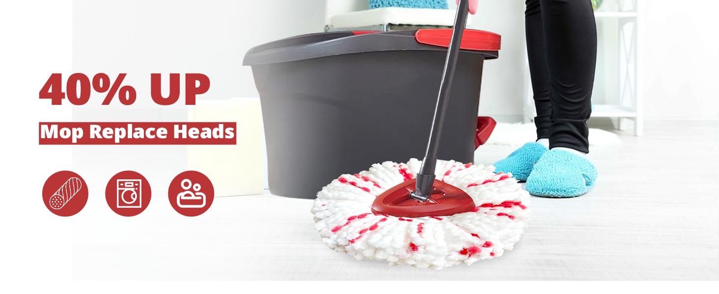 For O-Cedar EasyWring 1-Tank System 3 Pack Spin Mop Heads Refills with Scrubbing Pad Built-in Scrub Mop Deep Cleaning o cedar 40% More Efficient