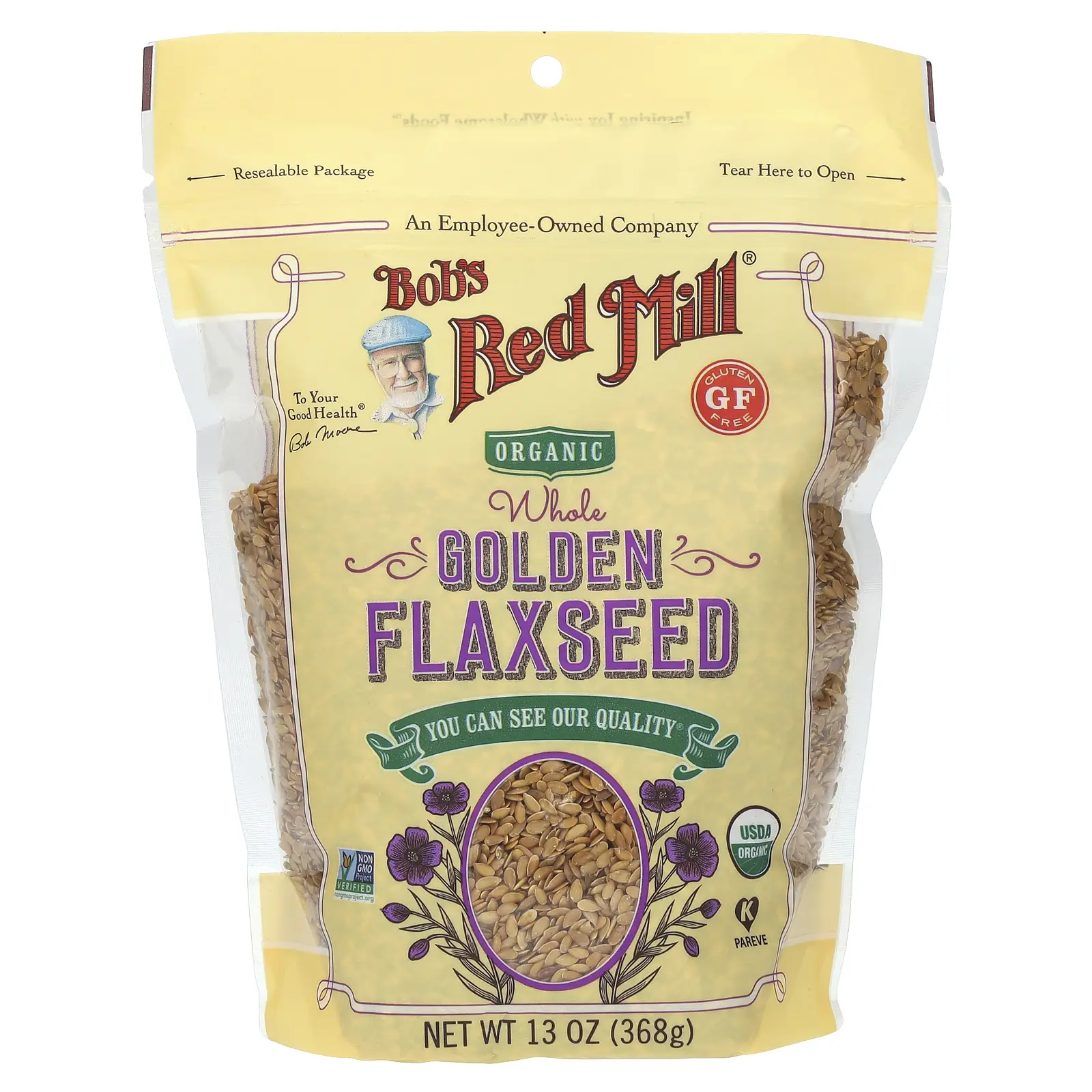 Bob's Red Mill Organic Whole Golden Flaxseed, 13 oz (368 g)