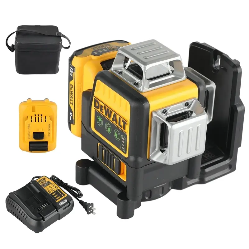 Dewalt NEW DW089LG 12V Lithium Laser Level, 12 Lines, 3 Sides 360-Degree Vertical/Horizontal, Easy-to-Read Green Meter, Batteries (1Battery 1Charger 1Toolkit), Laser Level Multitools & Accessories for Outdoor Comprehensive Leveling