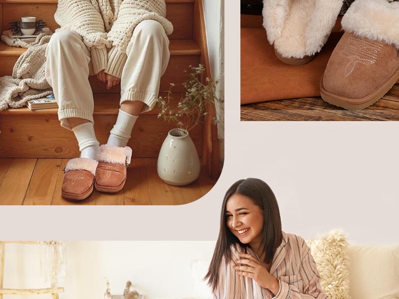 OOW Western Fluffy Slippers for Women Memory Foam Comfy House Cowgirl Boot Slippers for Bedroom Indoor Square Toe Winter Walking Shoes Chestnut