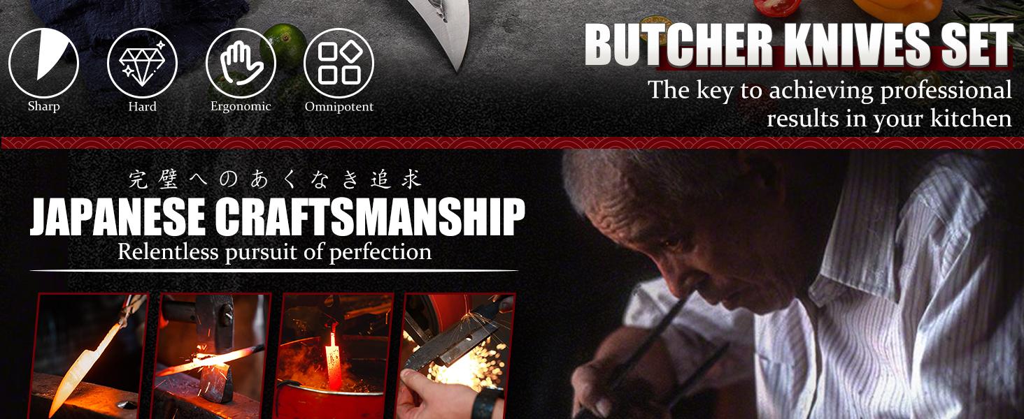 Huusk Hand Forged Butcher Knife Set – 3PCS High Carbon Steel Kitchen Knives with Rosewood Handles for Meat, Bone & BBQ Cutting – Professional Chef Gift for Christmas Huusk Hand Forged Butcher Knife Set – 3PCS High Carbon Steel Kitchen Knives with Rosewood Handles for Meat, Bone & BBQ Cutting – Professional Chef Gift for Christmas