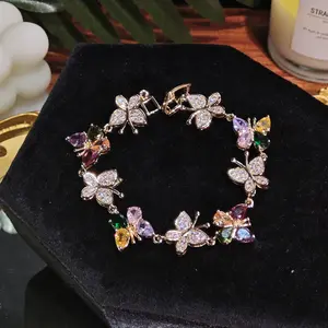 Loveden Shining Butterfly Inspire Bracelet For Women hypoallergenic Birthbay Color Charm Jewelry Gift Mother's Day Gift Moissanite Wedding Set Crystal Set Jewellery Gift Set