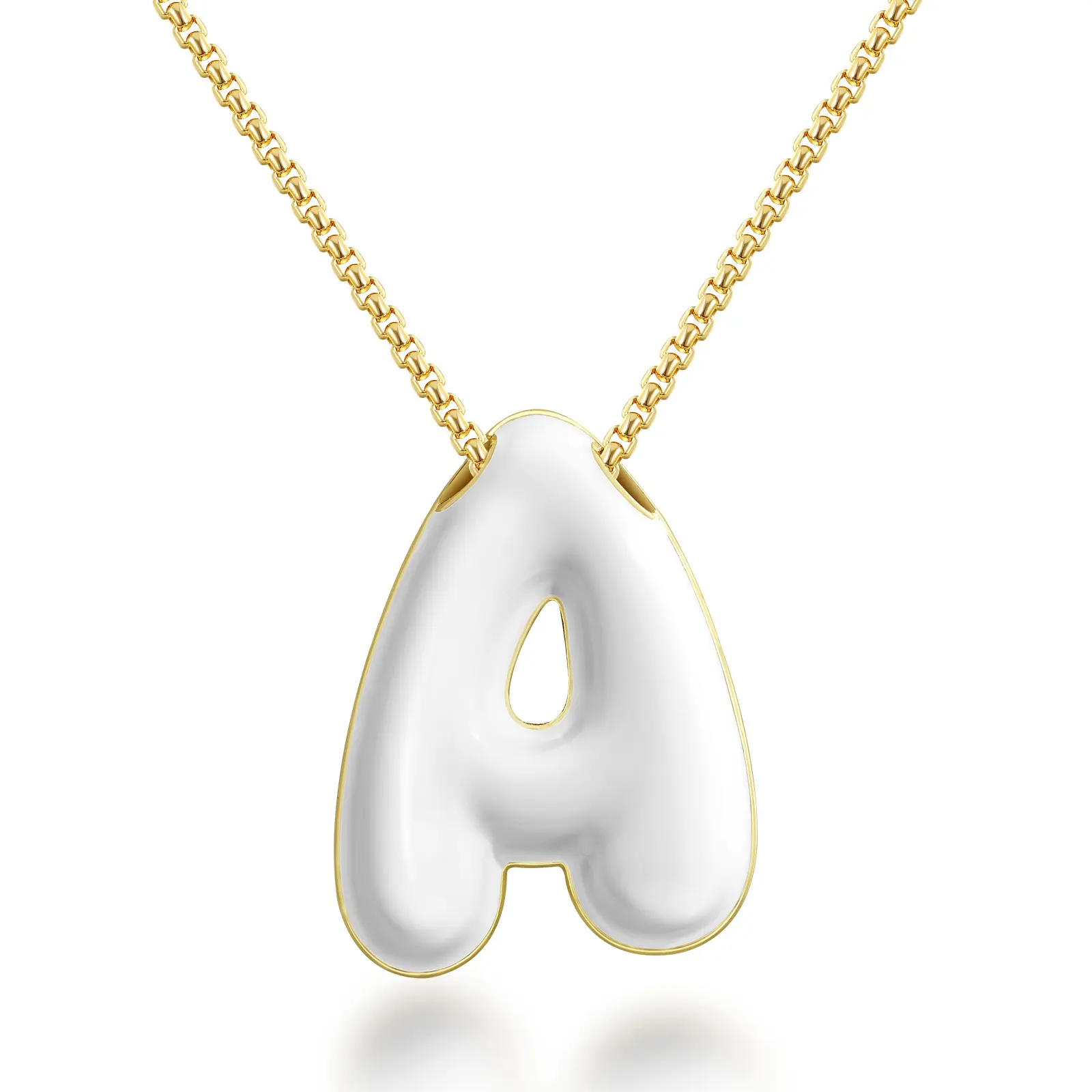 KissYan Bubble Letter Necklace, 14K Gold Plated Enamel Initial Pendant Box Chain Necklace Dainty Alphabet Jewelry for Women,summerwins