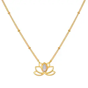 Satya Jewelry Cultivate Intuition Lotus Moonstone Necklace