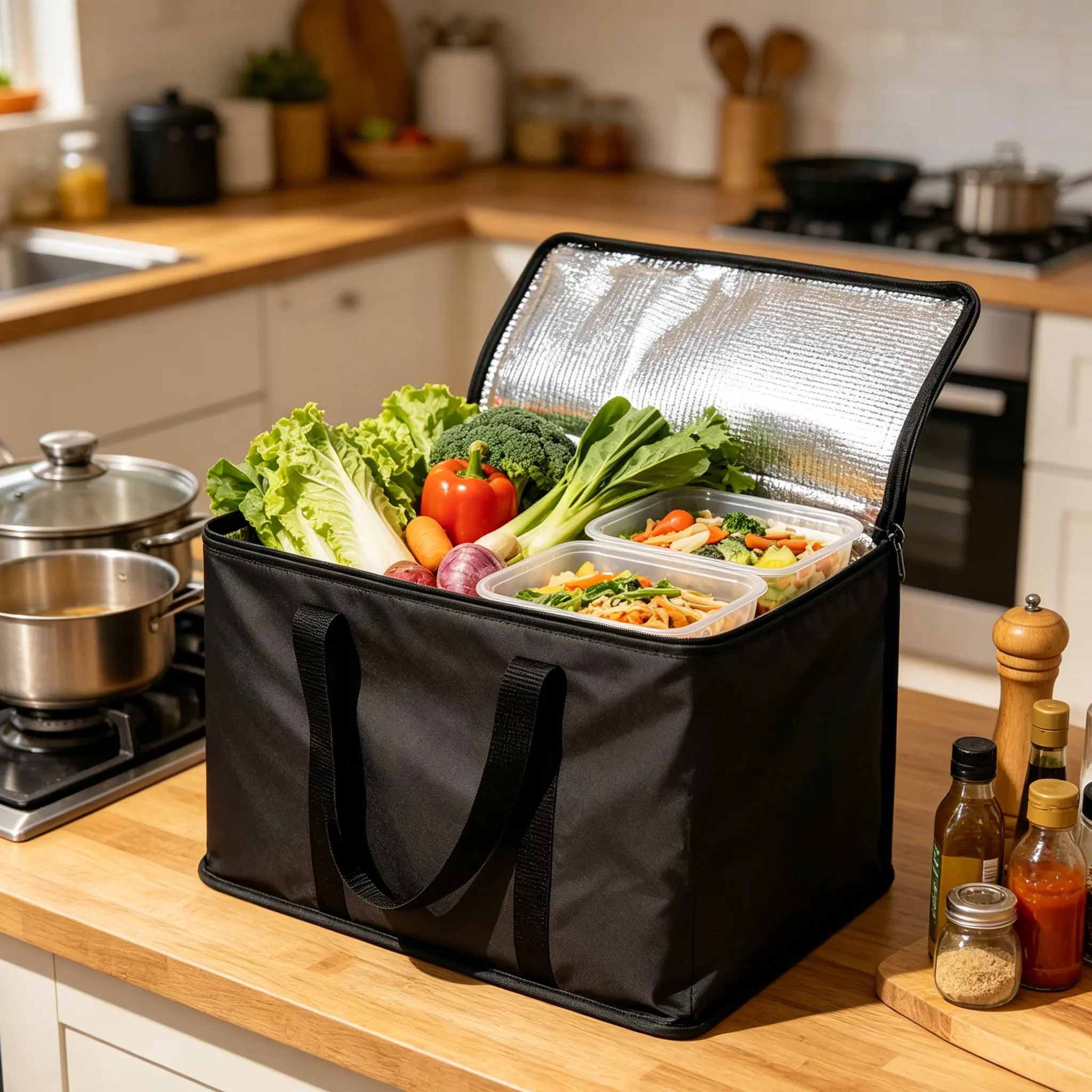 1piece 35L Plaid Collapsible Dual-Function Insulated Cooler Bag - Thick Insulation Sleeve, Durable Lightweight Pack, High-Capacity Travel Cooler for Cold Preservation, Casual Daily Use, No Excess Bulk for Winter Heat Retention Shopping
